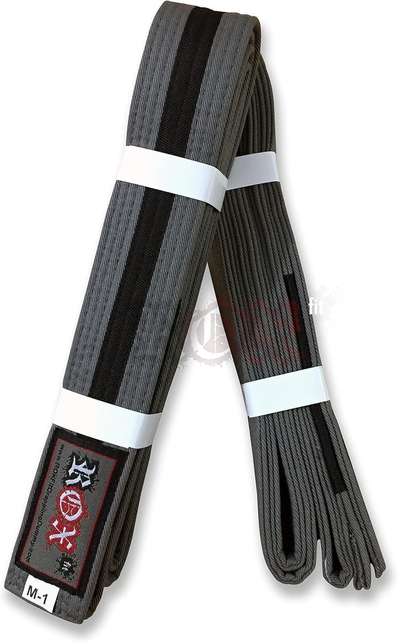 Roxfit BJJ Belt Kids Size - Adult Size Brazilian Jiu-Jitsu Belt 100% Cotton Durable Lightweight Design BJJ Gi Belts Grey - Image 1